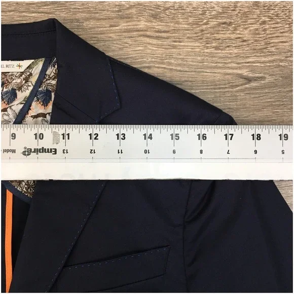 MANUEL RITZ Mens Navy Blazer‎ Sport Coat Casual Size 38R Two Button Cotton Suit